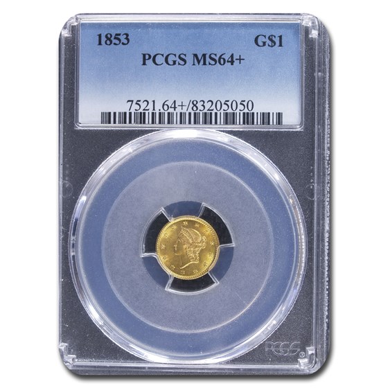 1853 $1 Liberty Head Gold MS-64+ PCGS 1853 $1 Liberty Head Gold MS-64+ PCGS